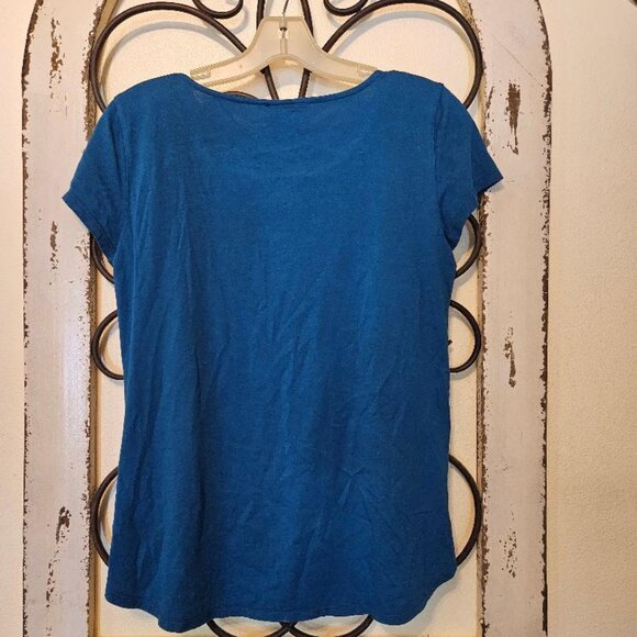 Ann Taylor Blue Sequin round Collar Shirt Blouse XS - Picture 2 of 4